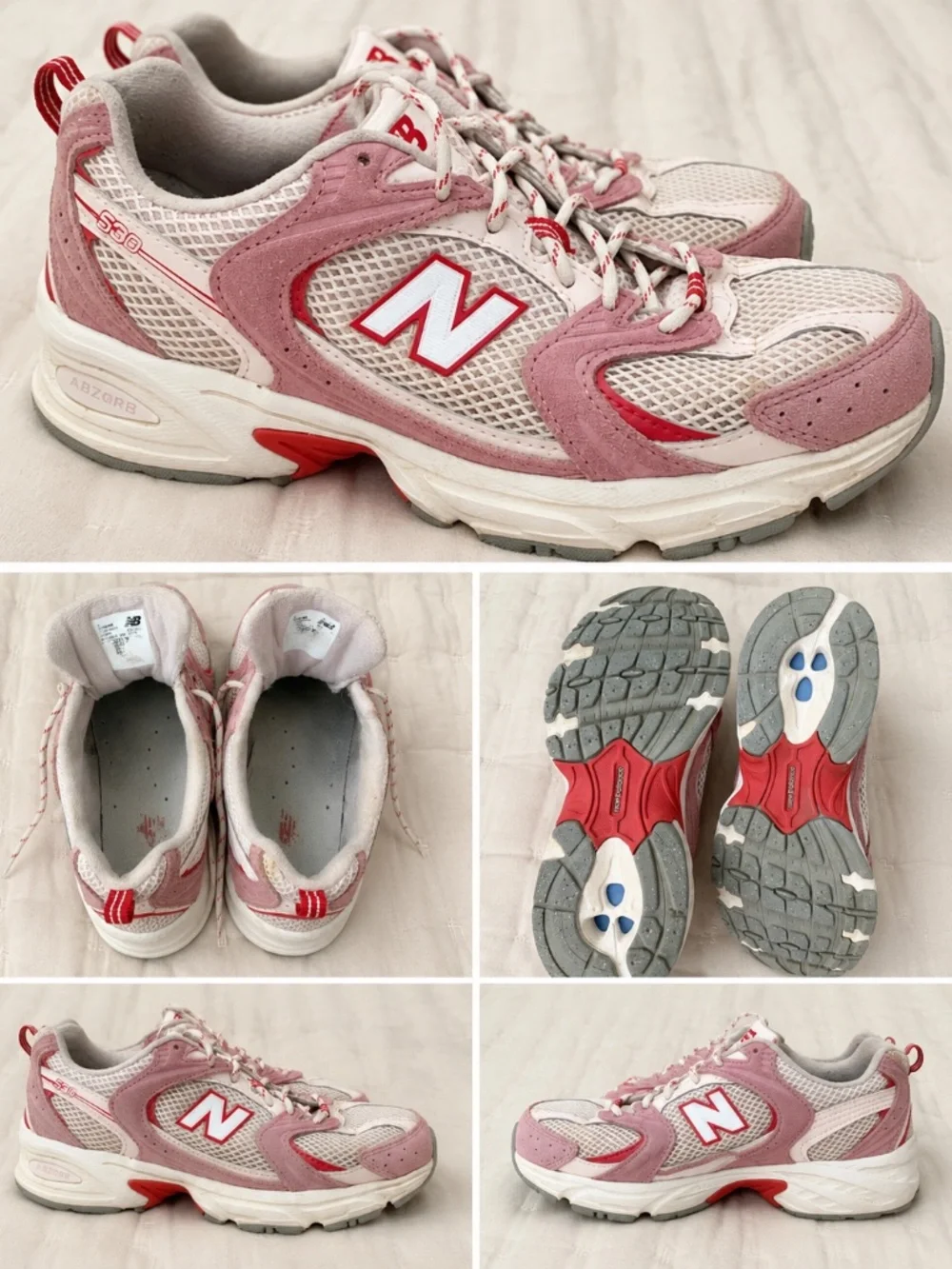 New Balance 530 Pink & White Mesh Sneakers Women’s US 7.5 Pre-Owned Y2K